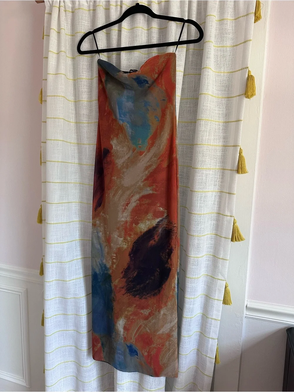 Zara Strapless Printed Fitted Mesh Dress - Picture 3 of 12
